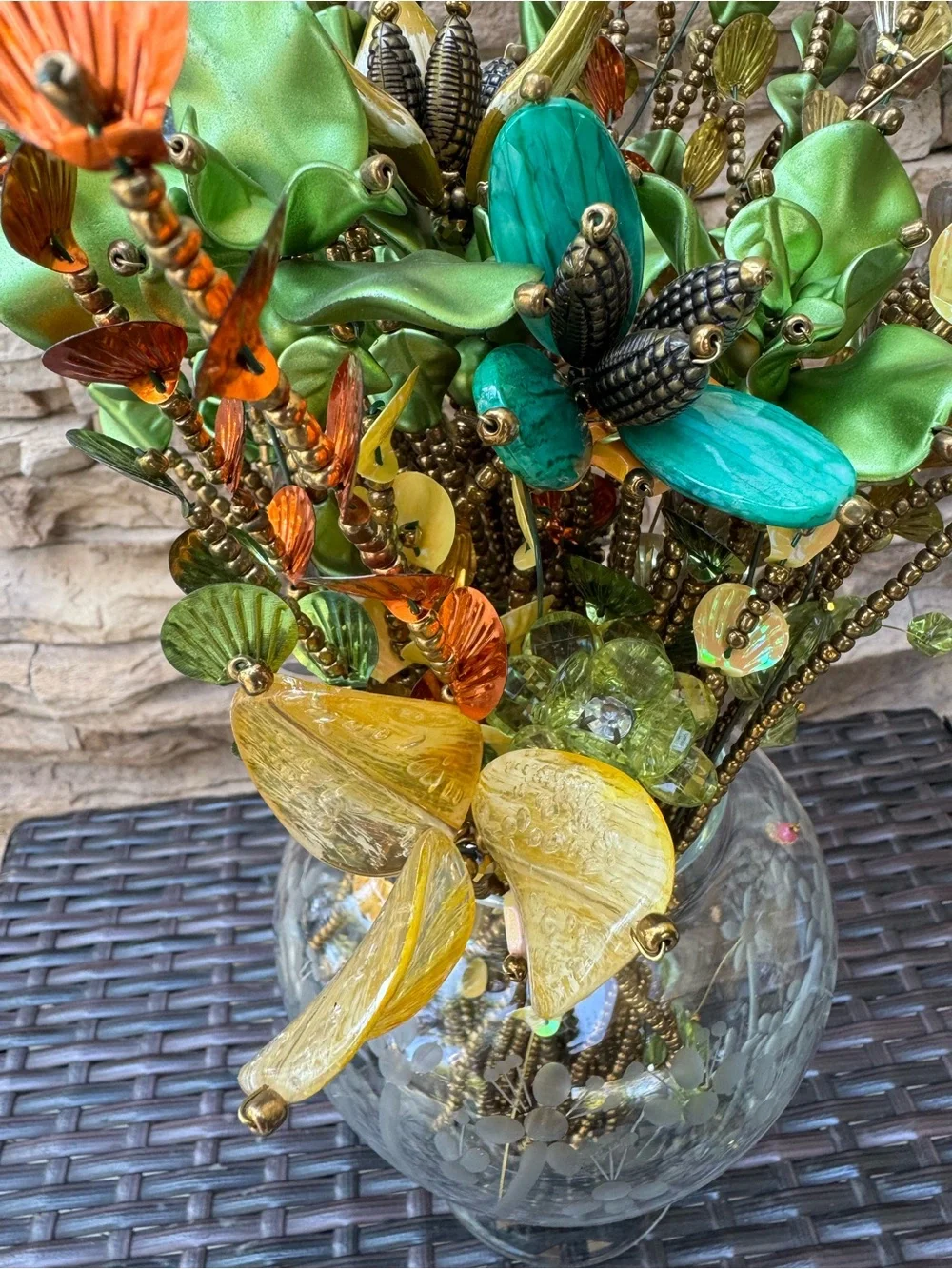 Green and Gold Decorative Floral Spray - Home Accents